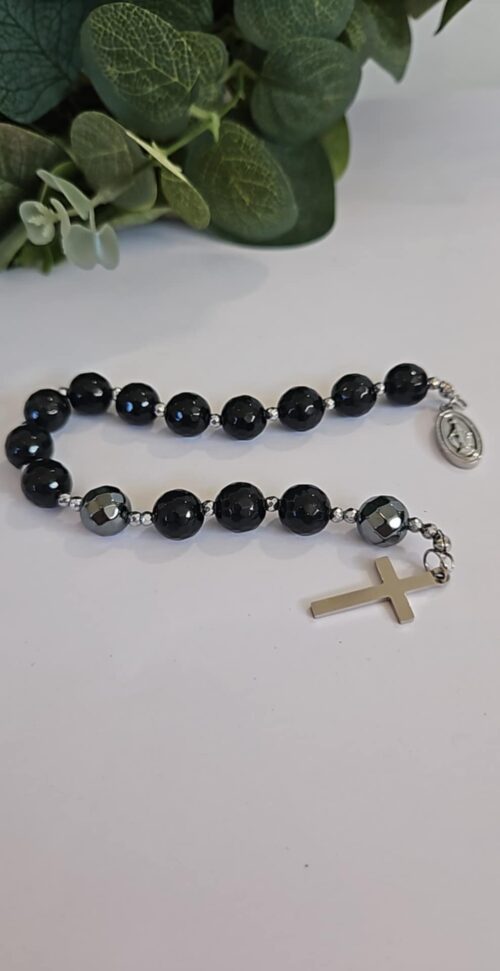 Różaniec w rękę czarny ONYX - obrazek 3