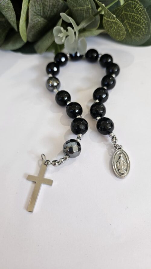 Różaniec w rękę czarny ONYX