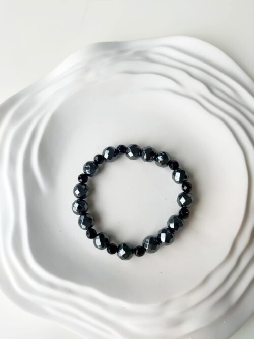 Bransoletka Hematyt Grafitowy i Onyx - obrazek 2
