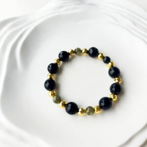 Bransoletka Agat mszysty, Onyx, Hematyt